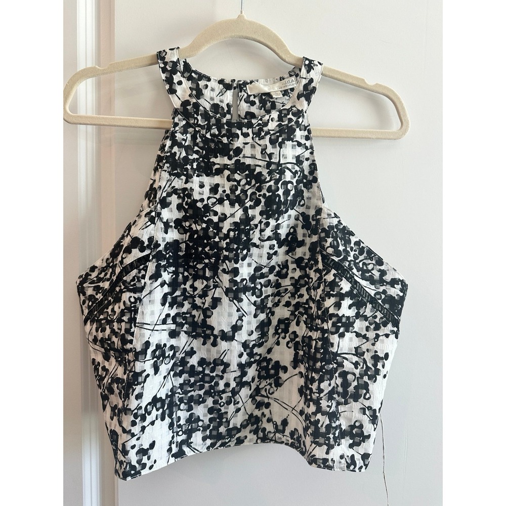 J.O.A. Los Angeles Top Blouse Shirt Size L Spring Summer Black & White